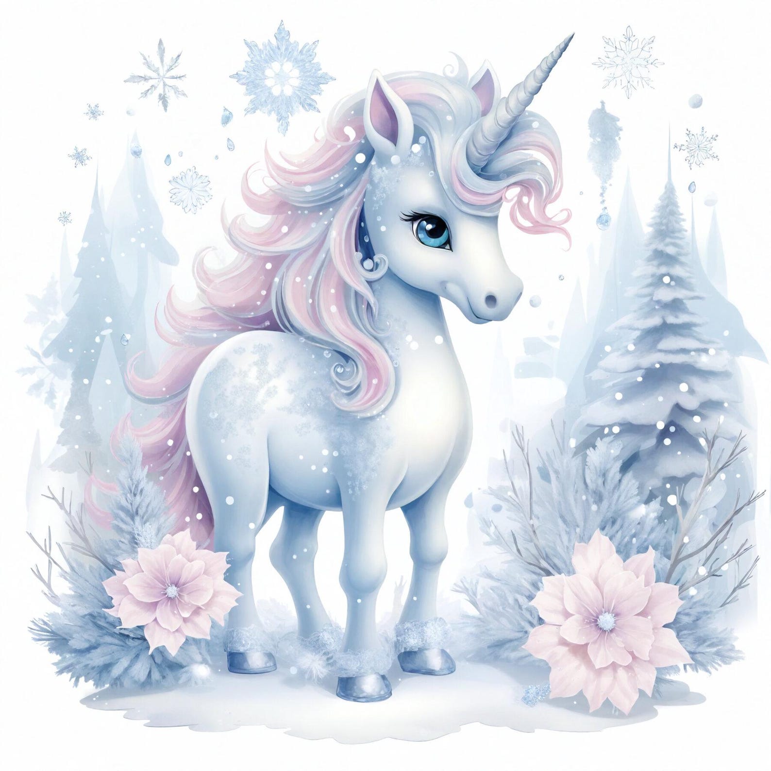 10 Winter Wonderland Unicorn Clipart | Set of 10 | High Quality 300 DPI ...