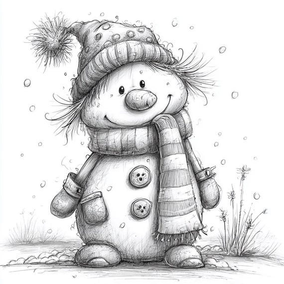 Snowman Art, Cute Snowman, Winter Character, Frosty Snowman, Holiday Snowman, Christmas Art, Cozy Snowman, Snowman Sketch, Winter Friend