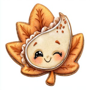 Autumn Cookies, Fall Clipart, Pumpkin Art, Leaf Cookie, Cute Desserts, Cozy Bakery, Fall Aesthetic, Sweet Autumn, Cookie Sticker, JPG images