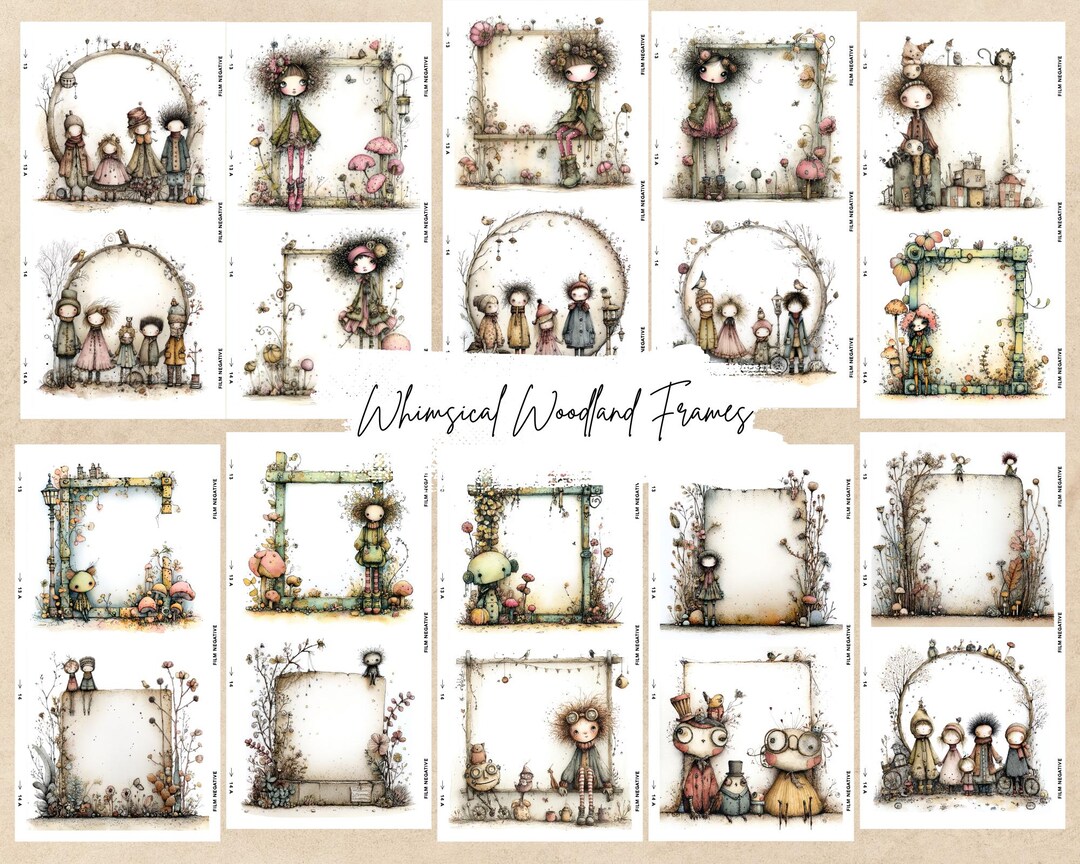 Rustic Fantasy Frame Whimsical Woodland Frames CLIPART, Storybook Character Borders, Rustic ...
