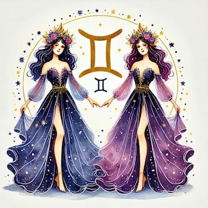Zodiac Goddess, astrology clipart, mystical zodiac signs, celestial goddess, horoscope artwork, star sign watercolor, cosmic feminine, JPGs