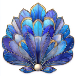 coquillage en verre teinté, coquillage, impression murale côtière, coquille de palourde pastel, décor en verre de plage, coquillage, art de coquillage irisé, coquille Saint-Jacques