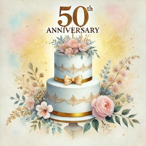 anniversaire d'or, 50e anniversaire, clipart anniversaire, célébration élégante, étape importante de l'amour, mariage en or, images JPG