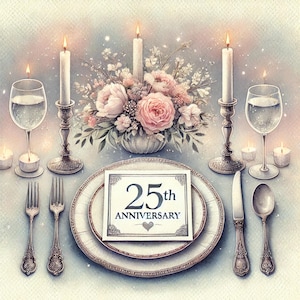 bodas de plata, 25 aniversario, clipart de aniversario, celebración del amor, bodas de plata, amor importante, clipart romántico, JPG