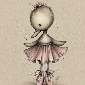 ballet duckling, cute duck art, duck in tutu, baby ballerina, kids wall art, girly nursery, pink duck shoes, animal dancer, ducky decor