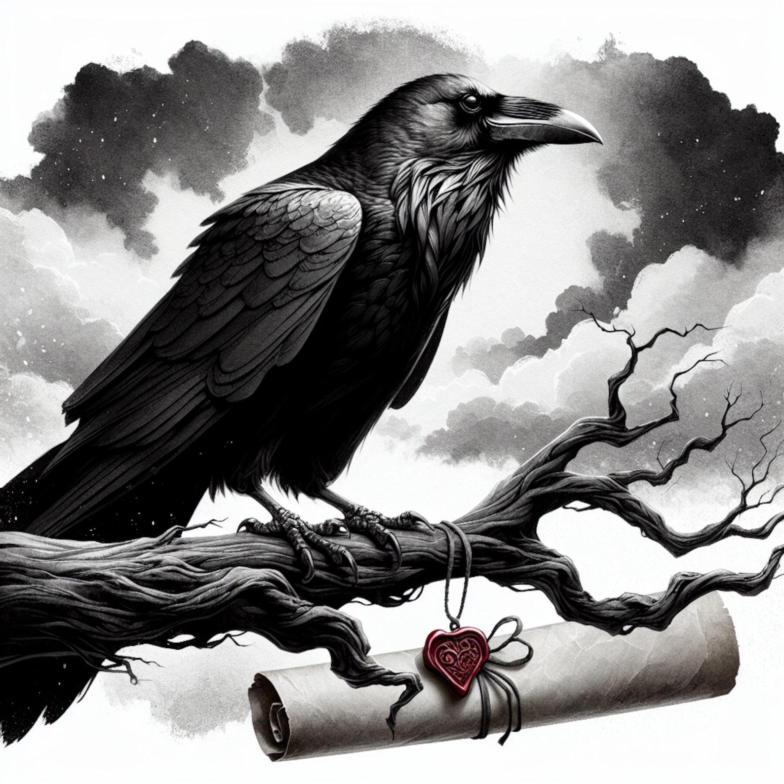 Gothic Raven, Gothic Raven Art, Dark Romance Bird, Watercolor Whimsy ...