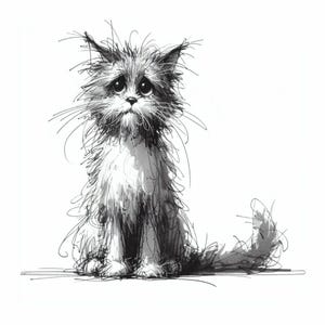 12 imágenes prediseñadas de gatos peludos, imágenes en acuarela JPG de gatos de dibujos animados, gatos desaliñados, gatitos locos, amigos felinos, para todas tus necesidades de manualidades