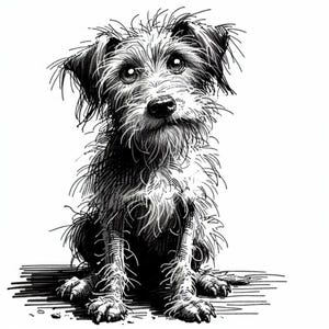 10 imágenes prediseñadas de perros peludos, imágenes en acuarela JPG de perros de dibujos animados, perritos desaliñados, cachorros locos, para todas sus necesidades de manualidades