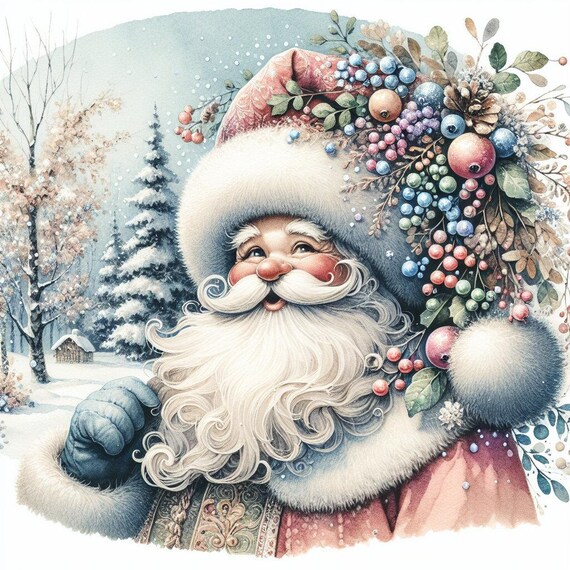 Sleepy Santa シーグラスアート／天然石／サンタクロース／クリスマス Sleepy Santa シーグラスアート／天然石／サンタクロース／クリスマス