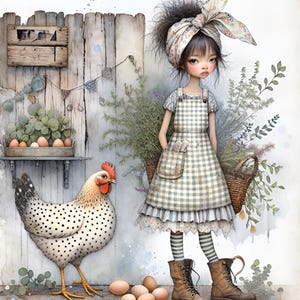 12 cliparts png country girl, téléchargement numérique PGNs de haute qualité - fabrication de cartes, techniques mixtes, création numérique en papier