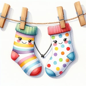 Sock Mates、不揃いの靴下、靴下のクリップアート、履物、気まぐれなクリップアート、JPG 画像、スクラップブッキング、ジャンクジャーナル、エフェメラ