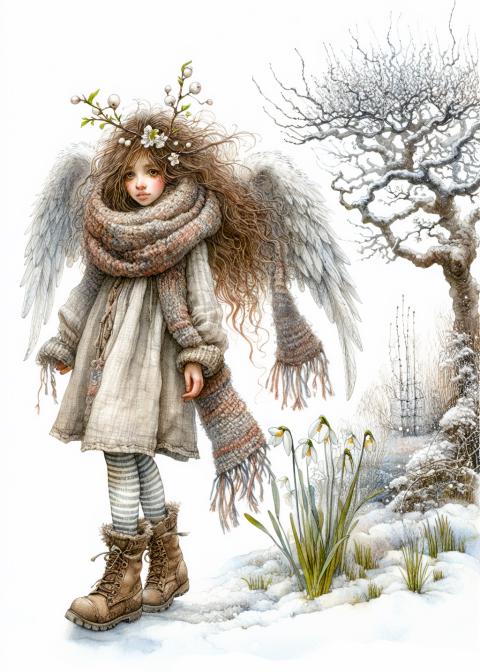 Spring Angel, Quirky Angel, Whimsical Angel, Spring Theme, Spring ...