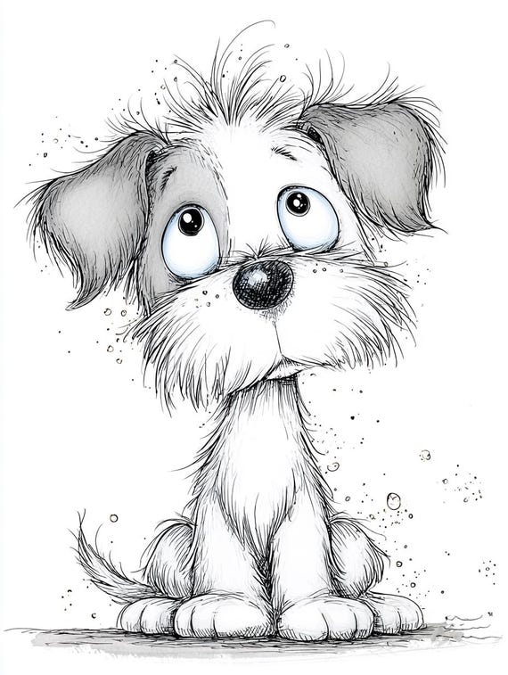 whimsical puppies, cute puppy art, sketch dog drawing, kawaii puppies, puppy stationery, dog lover gift, cartoon puppies, playful dog art,