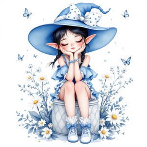 Belle papillon, art elfe fantaisiste, design floral fantastique, illustration magique, papillon, mode de conte de fées, images JPG