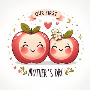 Maçã dos meus olhos, arte de mãe, primeiro dia das mães, presente de mãe de 2025, maçãs de bebê de mamãe, clipart de dia das mães. Celebração da mãe, imagens JPG