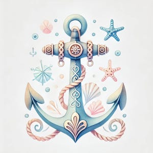 Décoration nautique, thème artistique nautique, idées de décoration en bord de mer, aquarelle nautique, décoration inspirée de l'océan, illustrations maritimes, images JPG