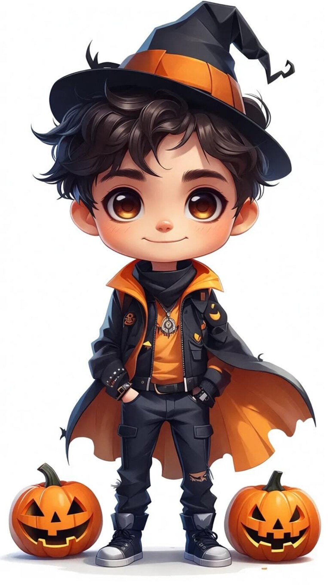 10 Cute Halloween Boys Clipart Bundle, Spooky Clipart, Digital Download