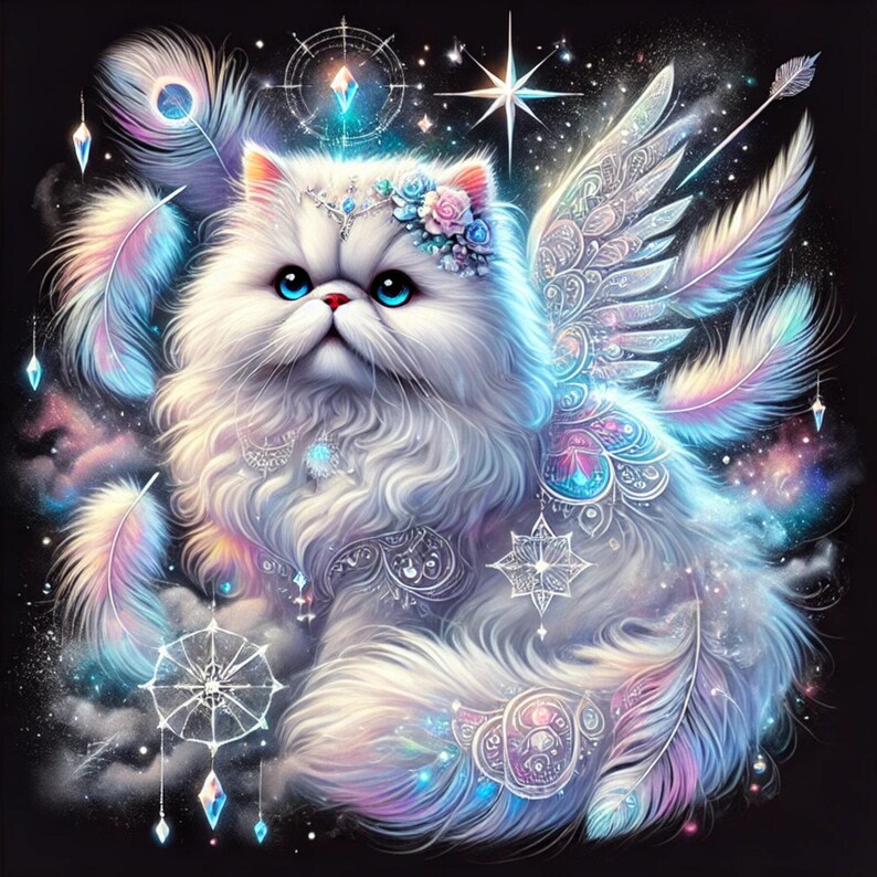 Crystal Mythical Cats, Crystal, Celestial, Whimsical Clipart, Ethereal ...