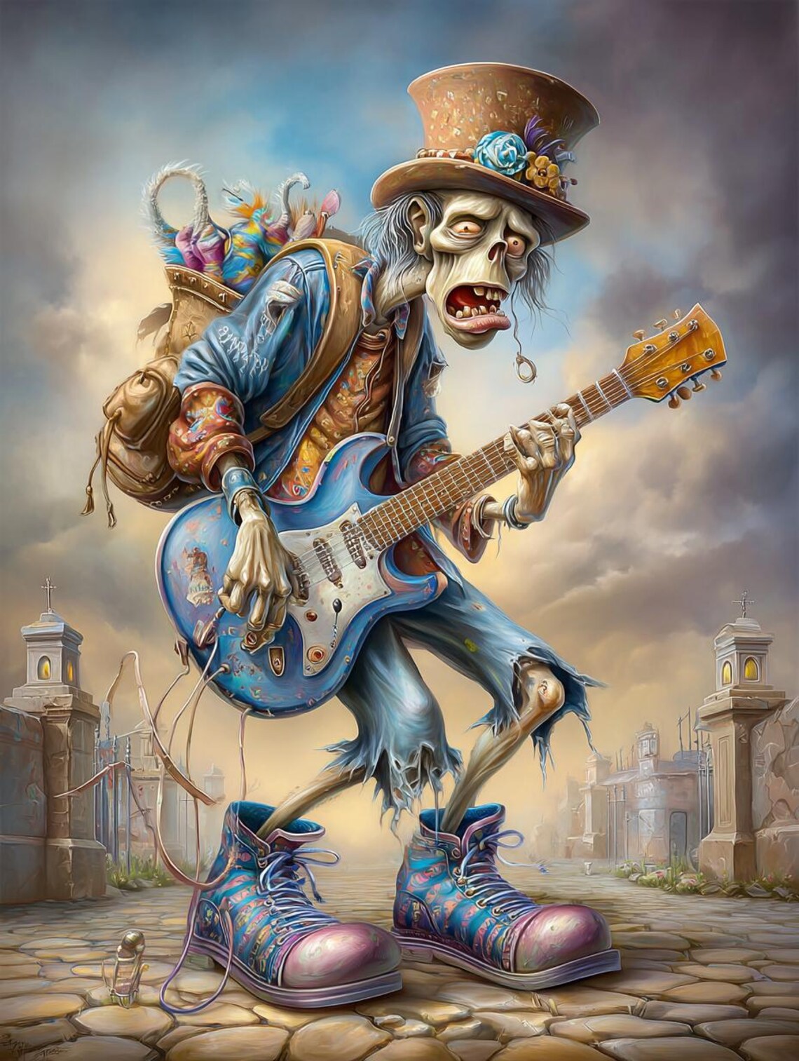 Undead Zombie Rapper Zombie Guitarist, Undead Rocker, Ghoul Musician, Creepy Guitar ...