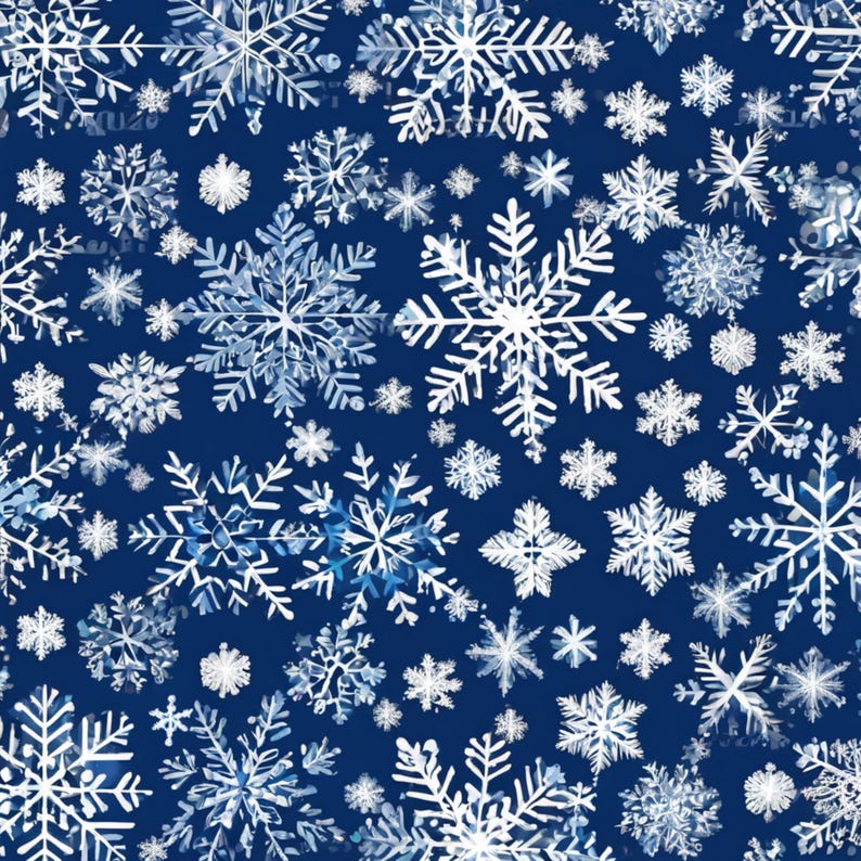 10 Blue Snowflake Repeat Pattern Clipart, 12x12 Size, Scrapbooking ...
