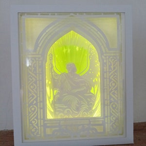 Archange Saint Raphael Papercut Lightbox SVG Fichier 18x22 DIY, Shadow Box, Cricut, Shadow Paper Cut Light Box Template Files
