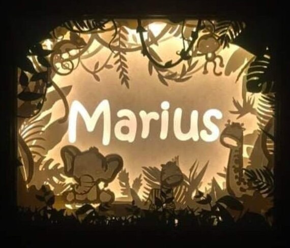 Veilleuse Bébé Animaux de La Jungle - Lightbox Boite Lumineuse à Led