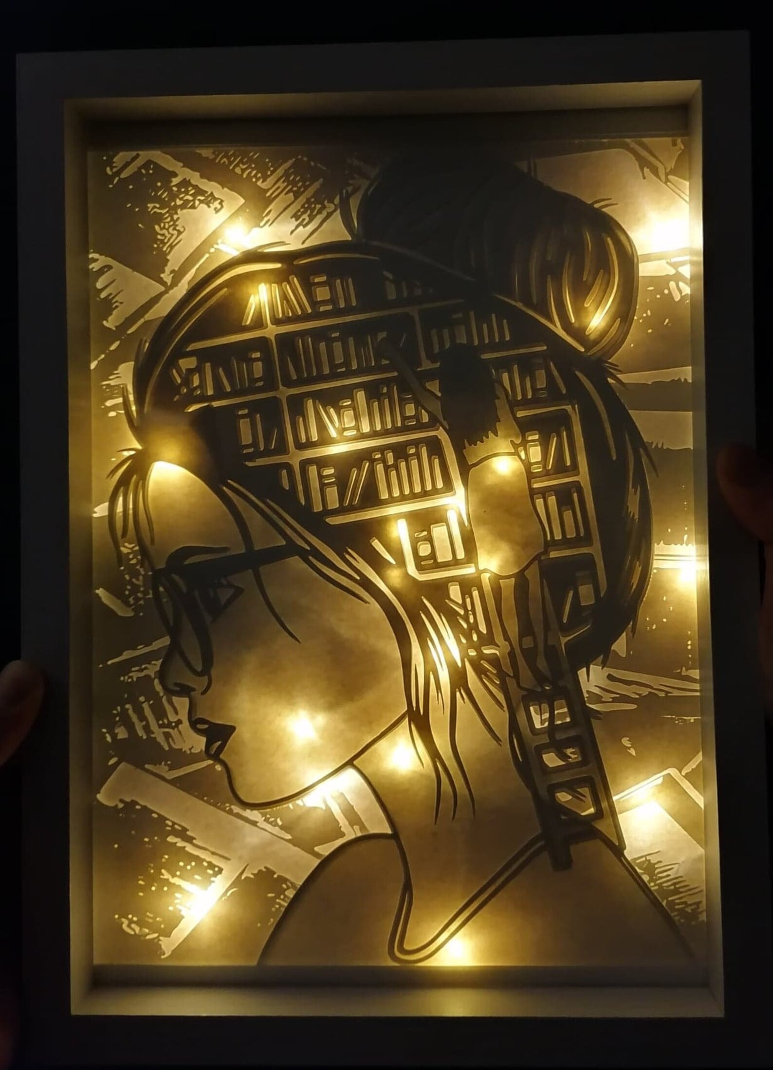 Portrait femme bibliothèque Papercut Lightbox svg Fichier DIY Etsy France