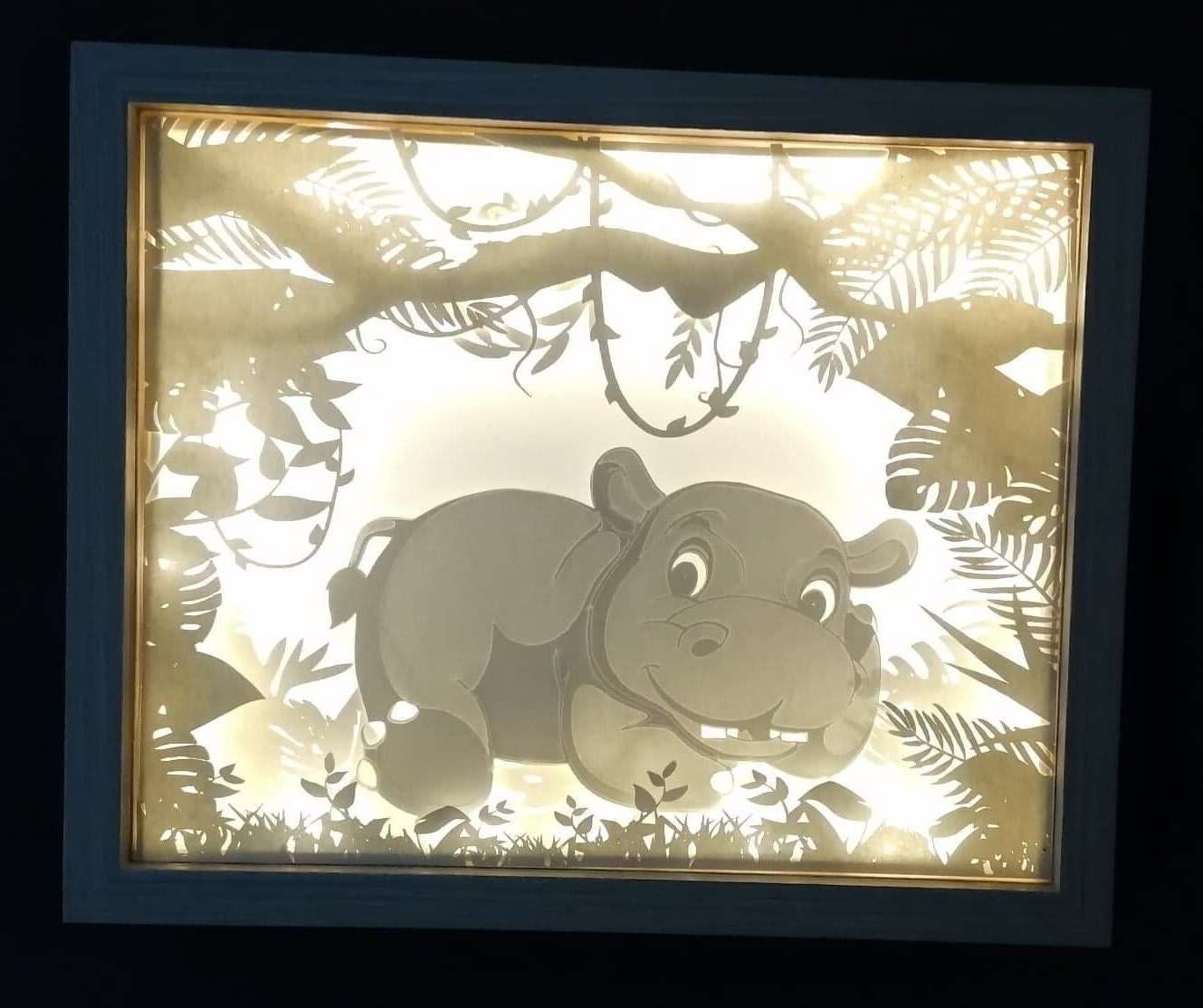 Veilleuse Hippopotame - Lightbox Bébé Boite Lumineuse à Led Shadowbox