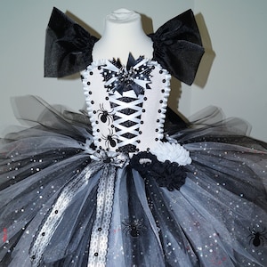 Black And White Spider Witch Inspired Tutu Dress Pageant Ball Gown Birthday Party Costume