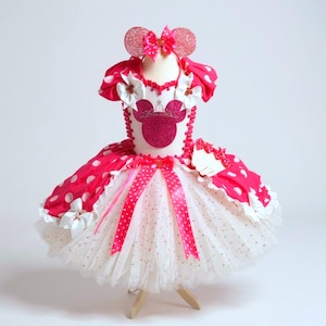 Princess Pink Minnie Mouse Inspired Tutu Dress Pageant Ball Gown Birthday Party Costume