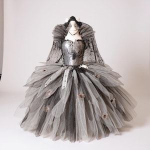 Black And White Spider Zombie Bride Inspired Tutu Dress Pageant Ball Gown Birthday Party Costume