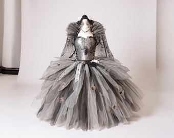 Black And White Spider Zombie Bride Inspired Tutu Dress Pageant Ball Gown Birthday Party Costume