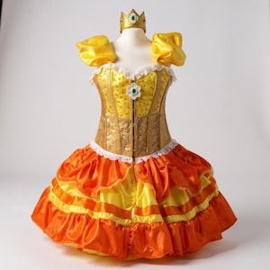 Adult Princess Daisy Super Mario Brothers Inspired Pink Tutu Dress Pageant Ball Gown Birthday Party Costume Halloween Cosplay