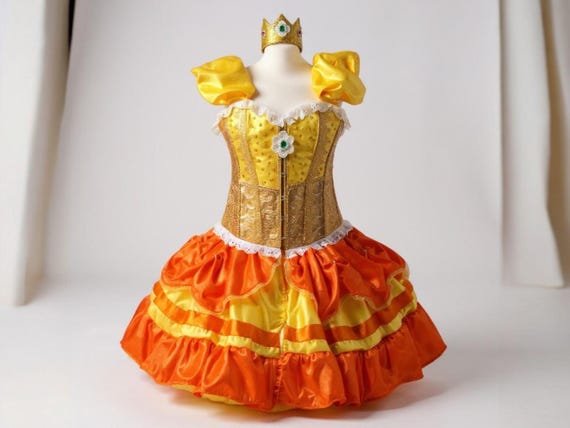 Adult Princess Daisy Super Mario Brothers Inspired Pink Tutu Dress Pageant Ball Gown Birthday Party Costume Halloween Cosplay S / 21 Inches
