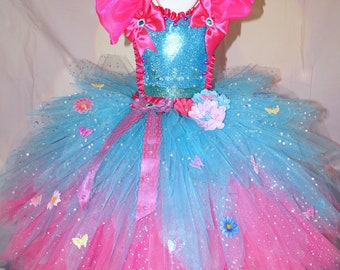 Princess Poppy Trolls Inspired Tutu Dress Pageant Ball Gown Birthday Party Costume