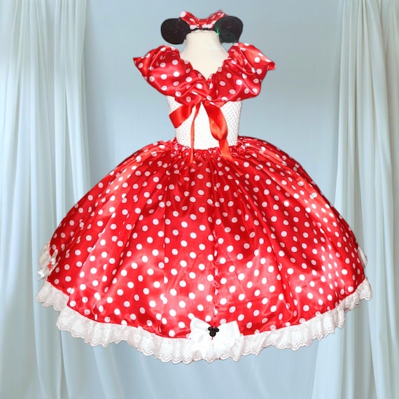 Princess Red and White Polka Dot Minnie Mouse Inspired Tutu Dress Pageant  Ball Gown Birthday Party Costume