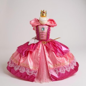 Princess Peach Super Mario Brothers Inspired Pink Tutu Dress Pageant Ball Gown Birthday Party Costume