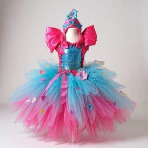Princess Poppy Trolls Inspired Tutu Dress Pageant Ball Gown Birthday Party Costume