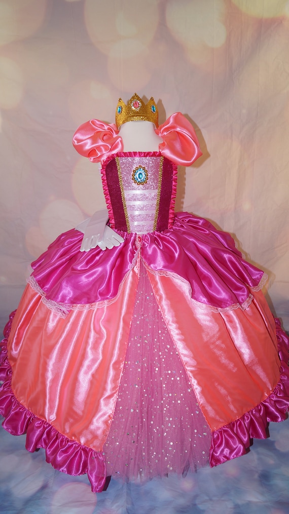 Princess Peach Super Mario Brothers Inspired Pink Tutu Dress Pageant Ball  Gown Birthday Party Costume 