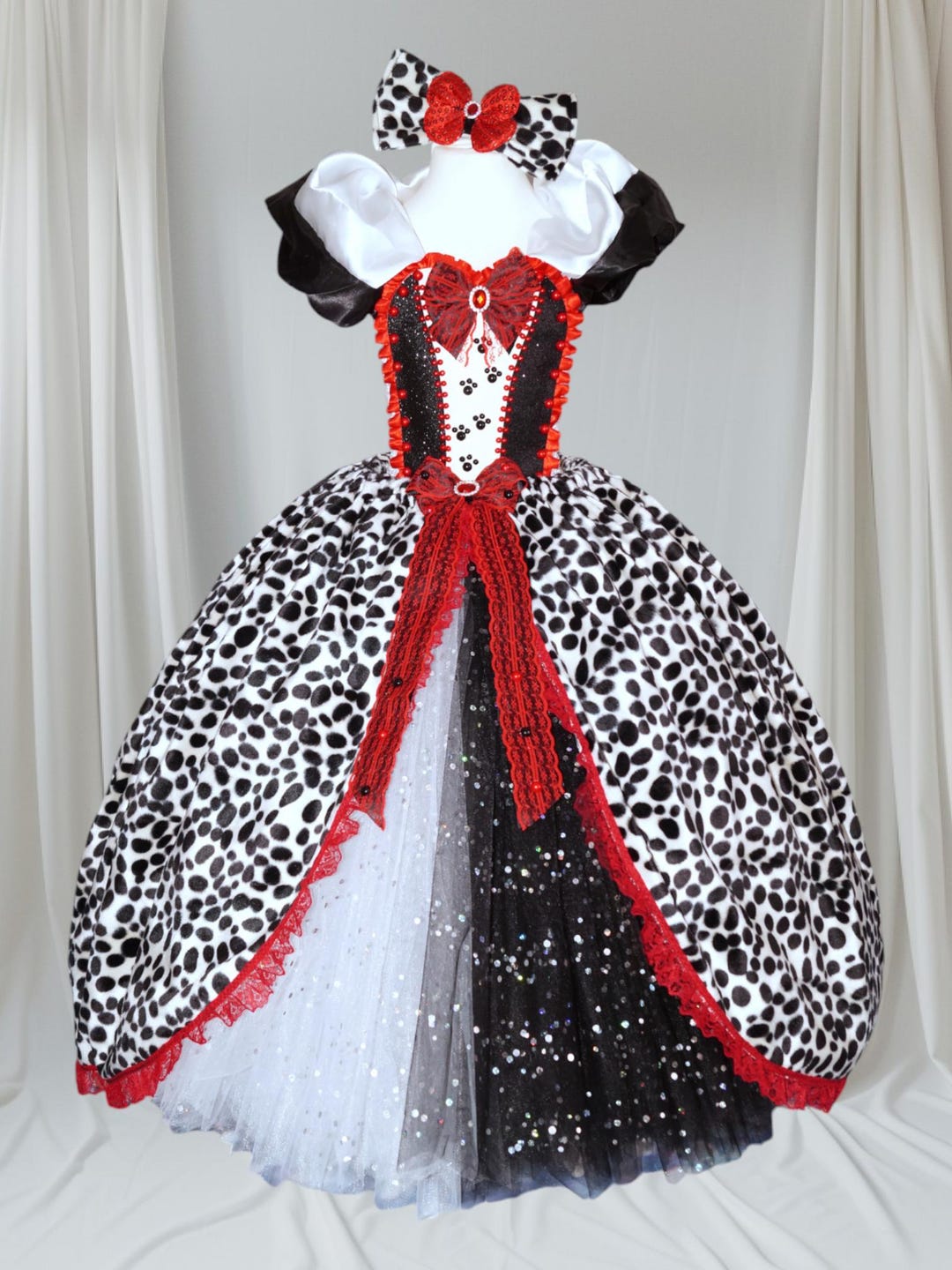 cruella party dress Princess Cruella Devil 101 Dalmations Tutu Dress Pageant Ball Gown Birthday  Party Costume