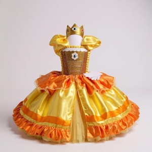 Princess Daisy Super Mario Brothers Inspired Pink Tutu Dress Pageant Ball Gown Birthday Party Costume