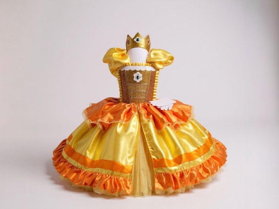 super princess dress Princess Daisy Super Mario Brothers Inspired Pink Tutu Dress Pageant Ball  Gown Birthday Party Costume