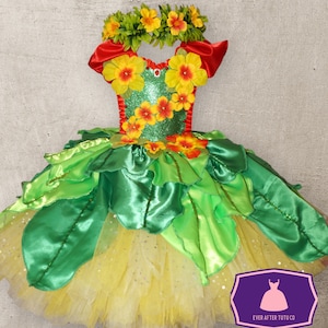 Princess Hawaiian Inspired Gold Red Tutu Dress Pageant Ball Gown Birthday Party Costume