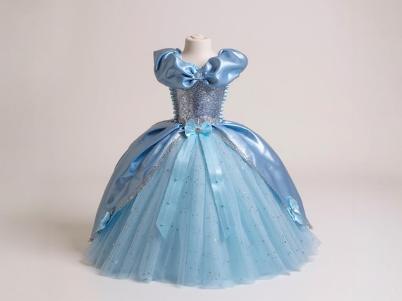 Princess Cinderella Inspired Blue Satin Tutu Dress Pageant Ball Gown  Birthday Party Costume - Etsy
