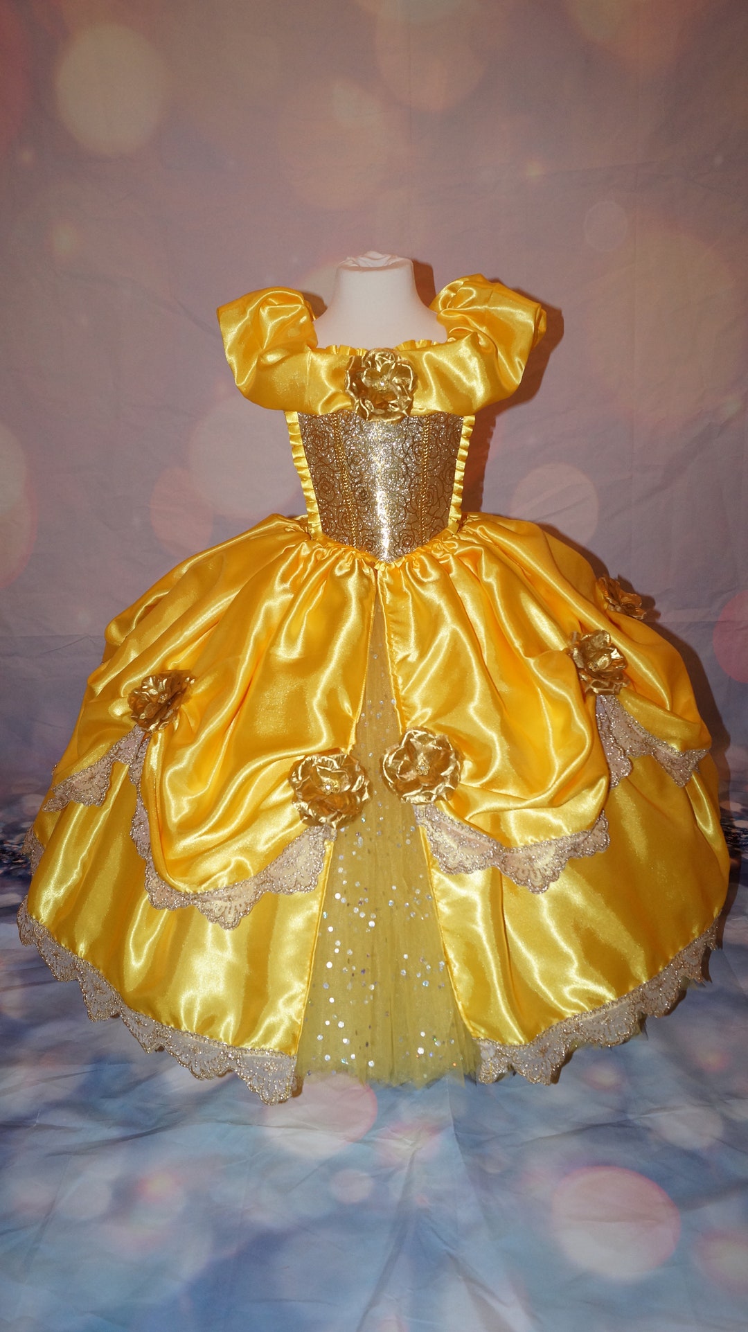 Princess Belle Beauty and the Beast Inspired Gold Tutu Dress Pageant ...