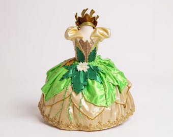 Deluxe Princess Tiana Inspired Gold Tutu Dress Pageant Ball Gown Birthday  Party Costume