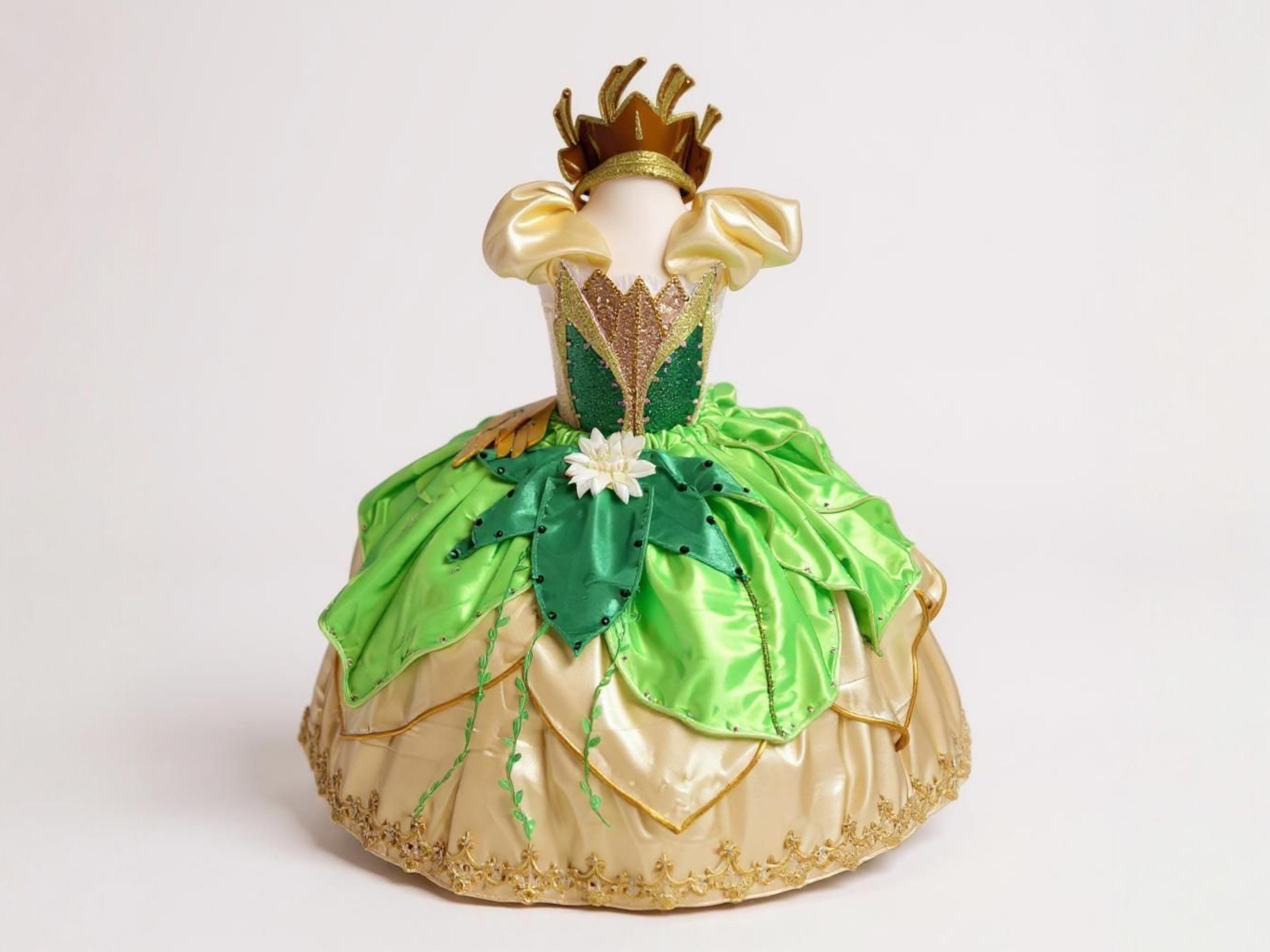 open lace back dress Posh Peanut Toddler Girl's Disney Tiana Tulle Dress in Green, 2 Toddler, Viscose from Bamboo main image 0