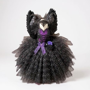Black Halloween Maleficent Witch Inspired Tutu Dress Pageant Ball Gown Birthday Party Costume