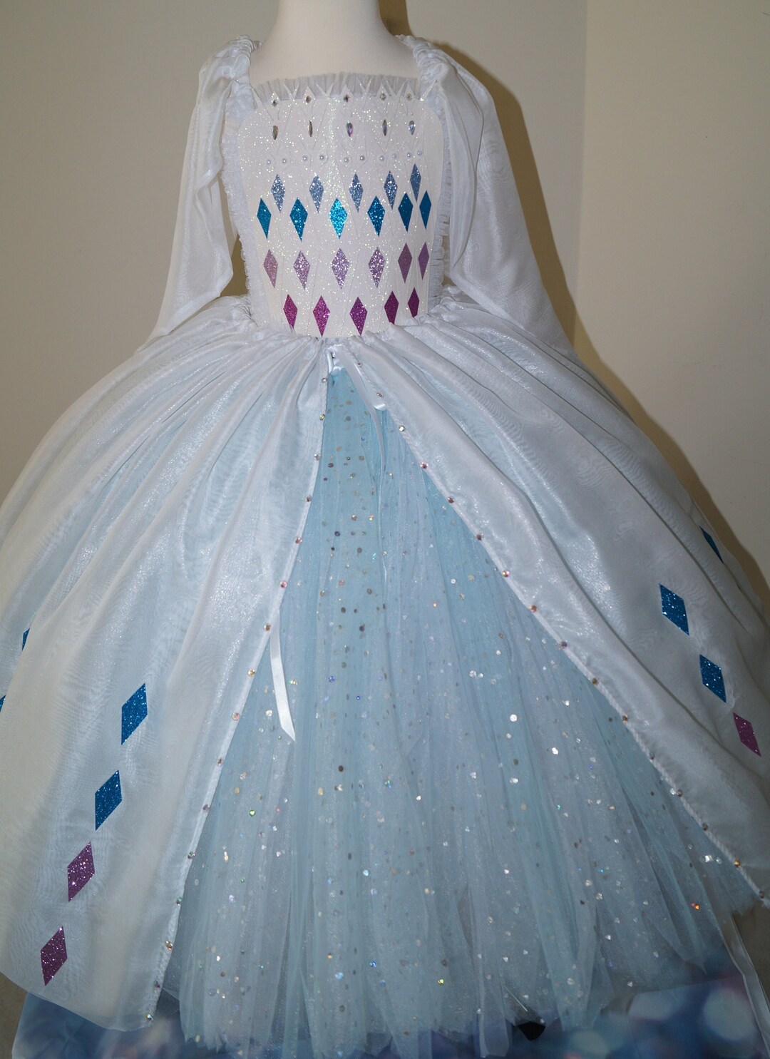 elsa homecoming dress Handmade Princesscore Puff Sleeves Studded Blue Ball Gown Icy Blue / S I Retro Fairy