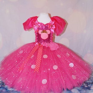 Princess Minnie Mouse Inspired Bright Pink Tutu Dress Pageant Ball Gown Birthday Party Costume